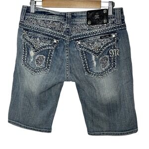 Miss Me Jeans Shorts Women's Size 30 Cowgirl Rhinestone Rodeo Ranch Bermuda